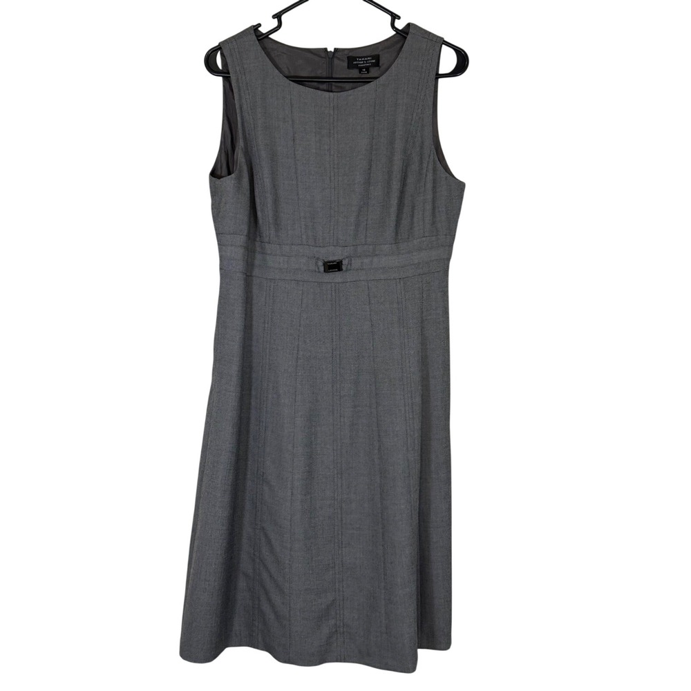 Tahari Arthur S. Levine Gray Sleeveless Office Knee Length Sheath Dress Size 10